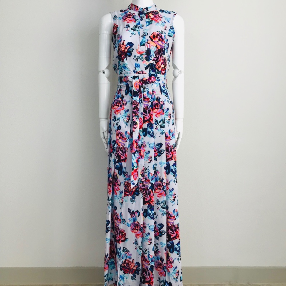 MARY KATRANTZOU Violet floral sleeveless dress - Picture 1 of 6